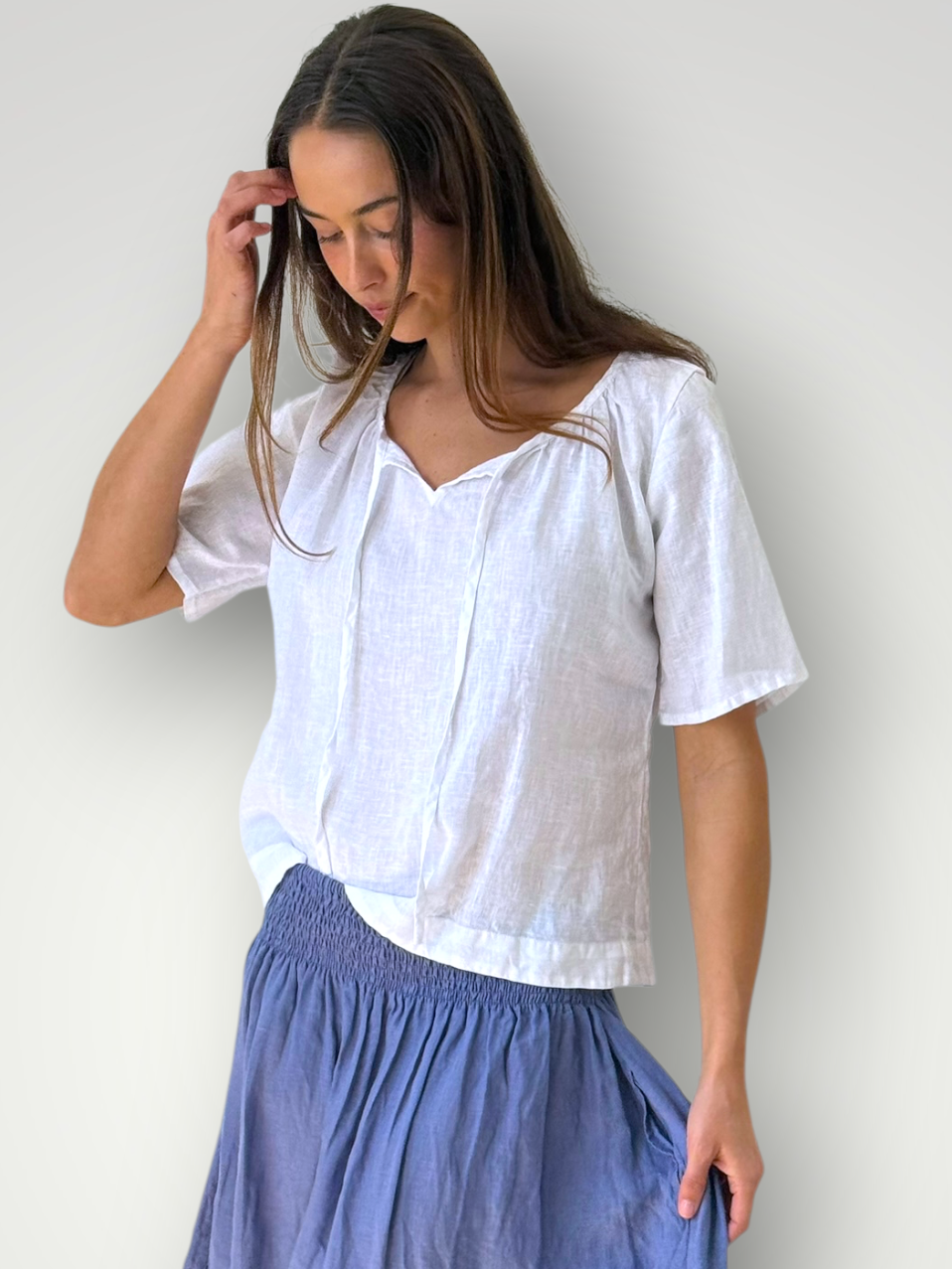 serena top-white linen
