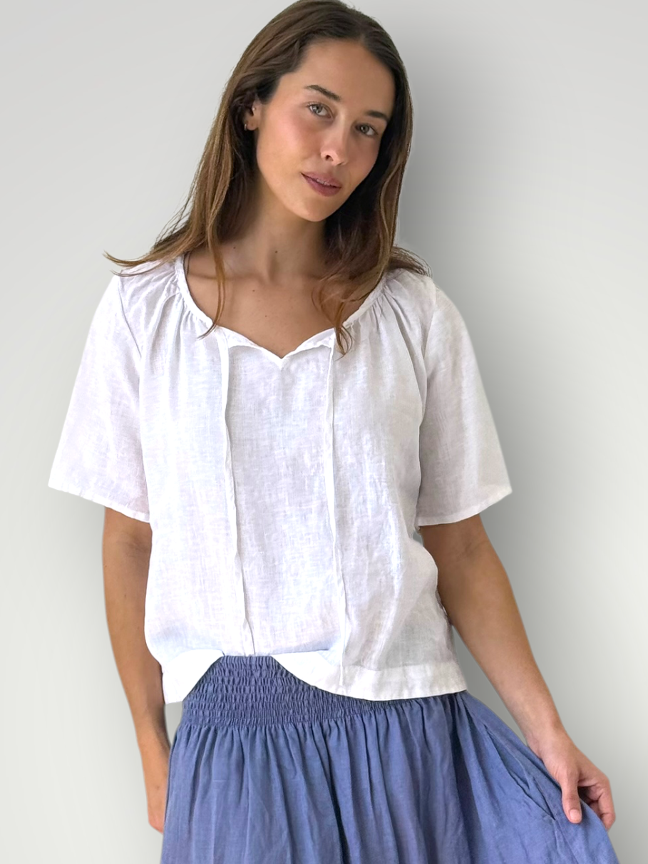 serena top-white linen