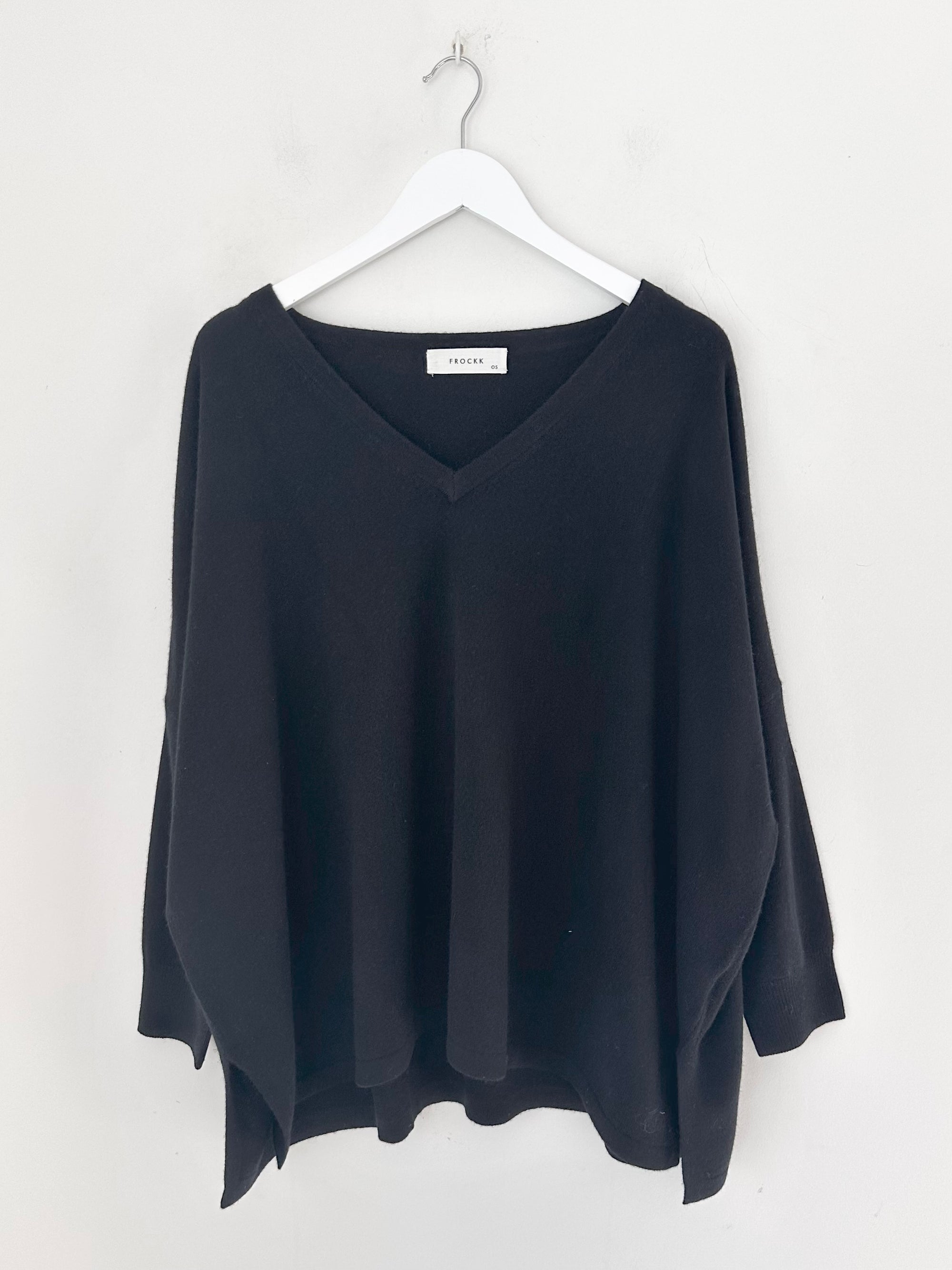 relaxed boyfriend knit-black cashmere Apparel