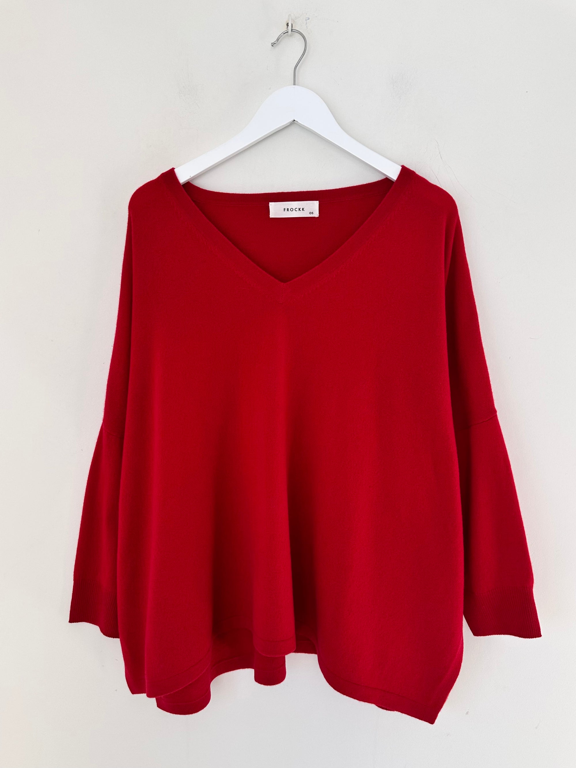 relaxed boyfriend knit- winter red cashmere Apparel