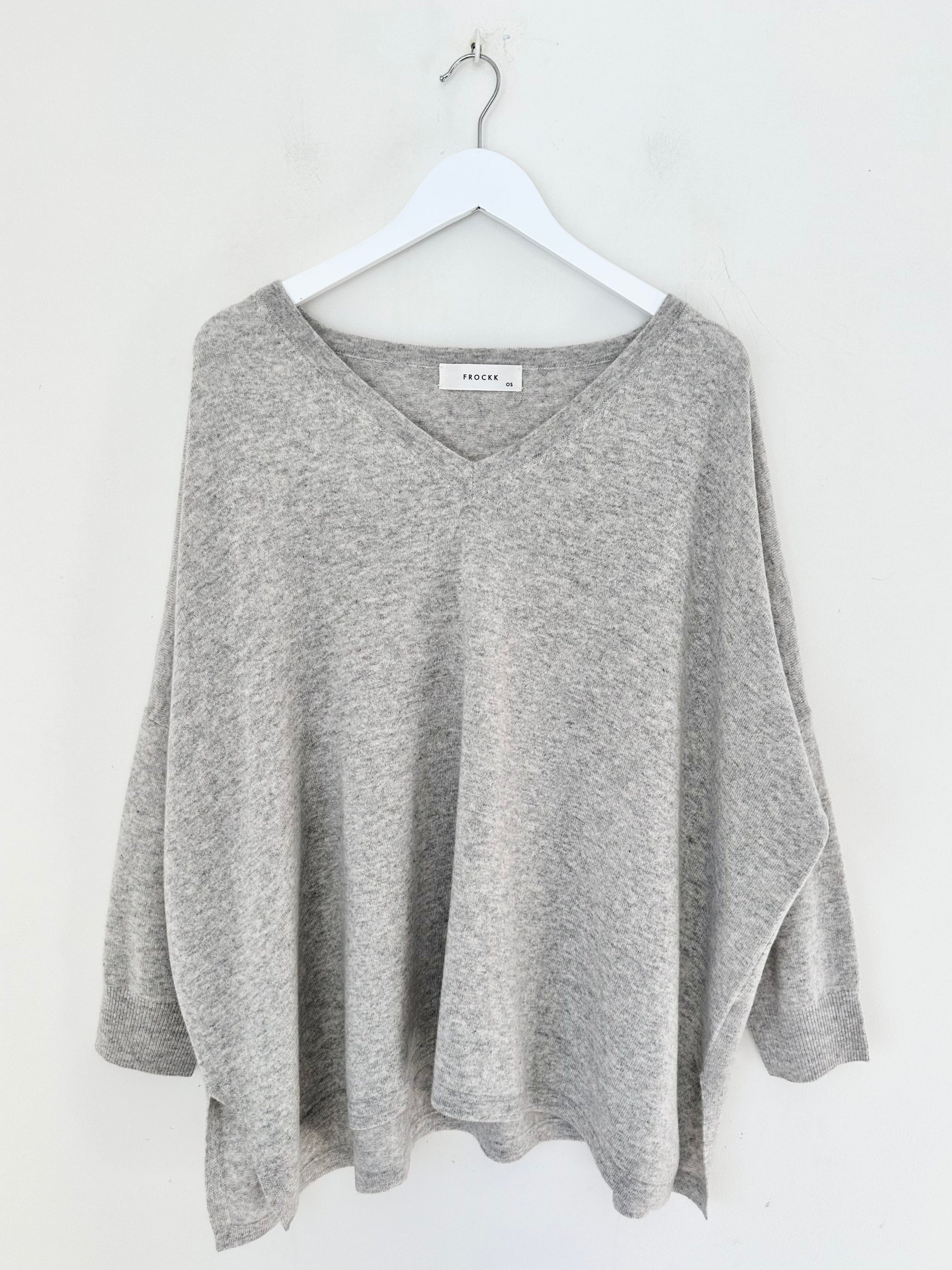 relaxed boyfriend knit -soft grey marle cashmere Apparel