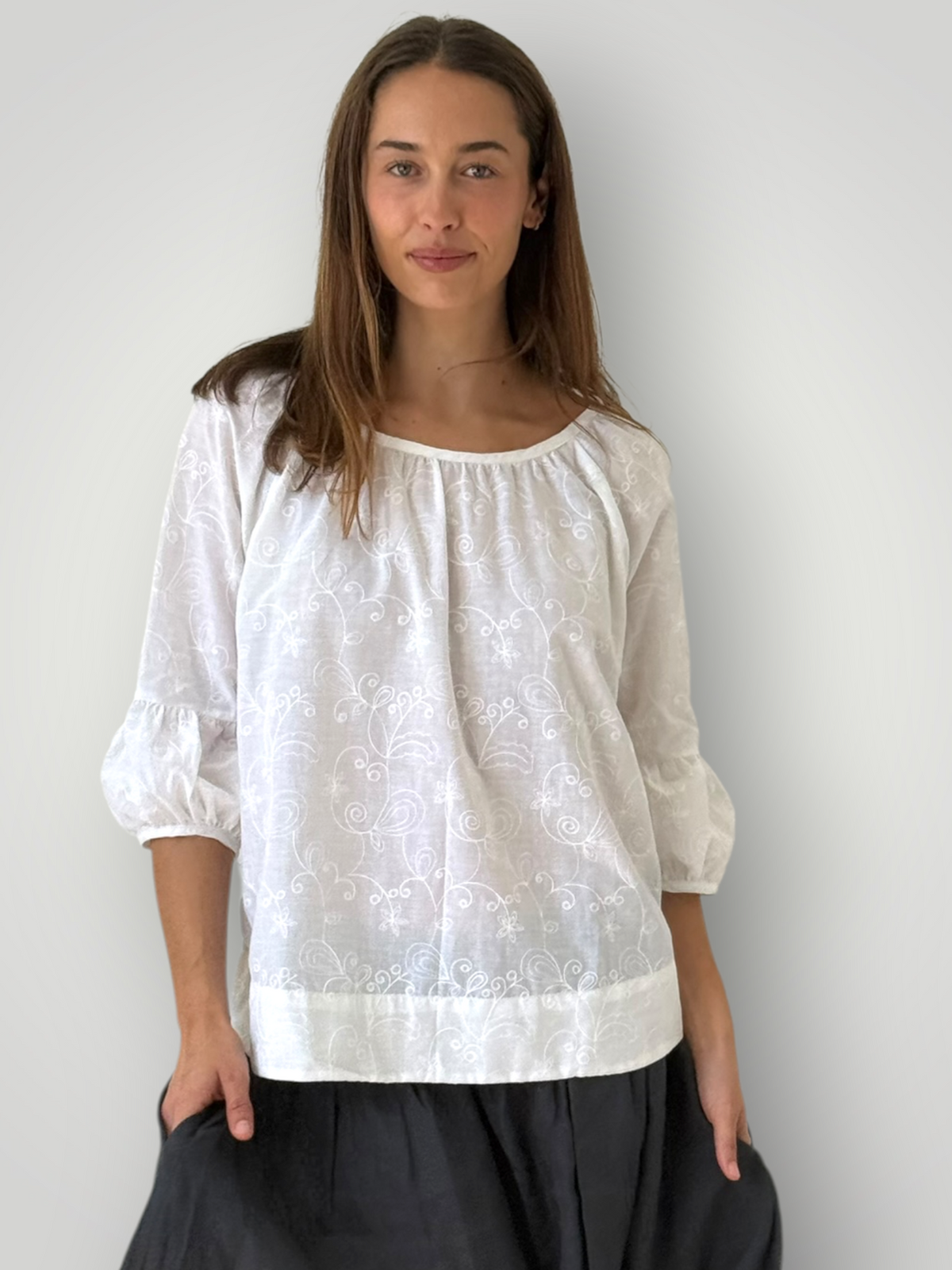 julia top-white cotton embroidery Apparel