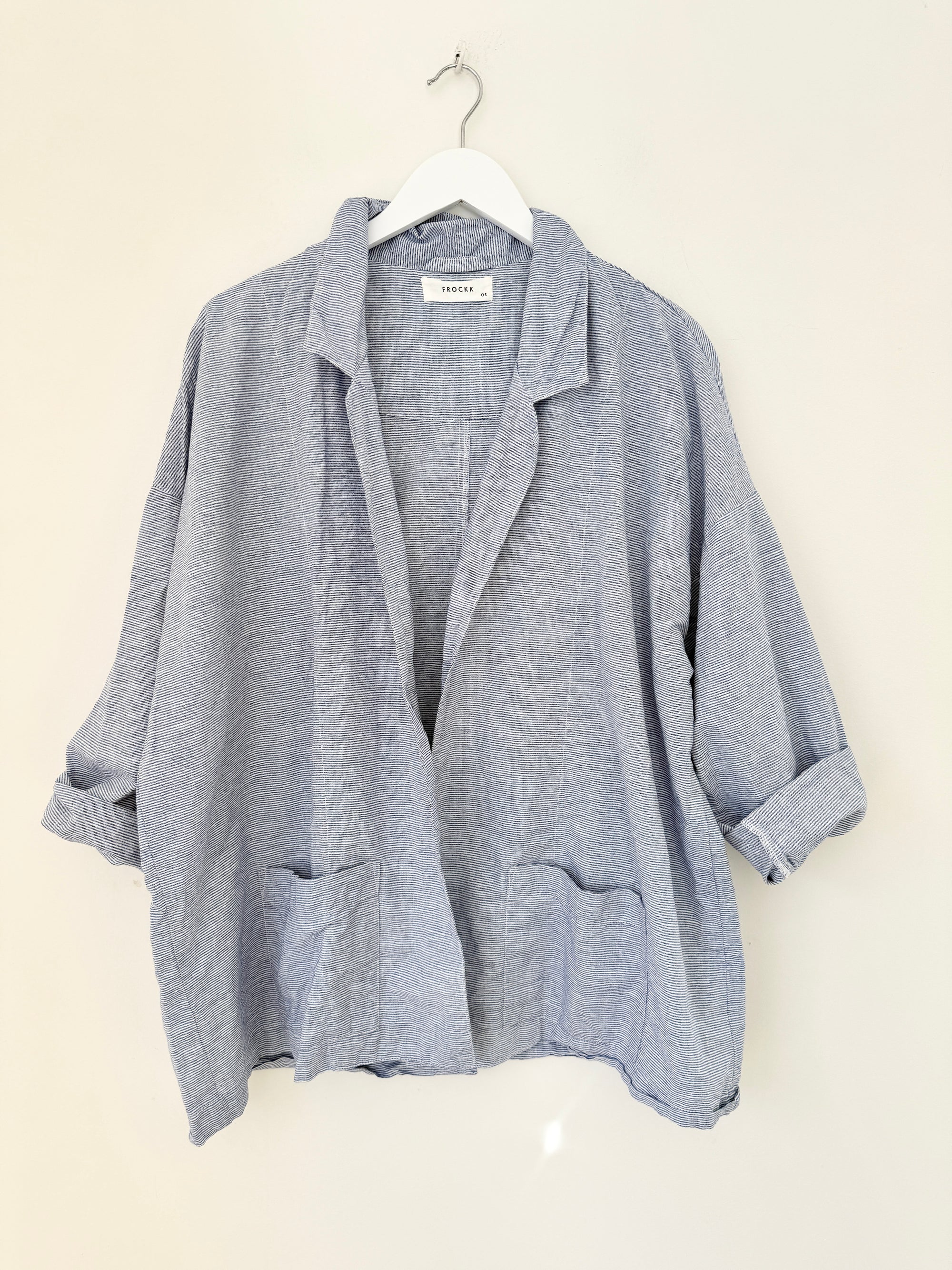 albert blazer - fine denim stripe linen Shirts