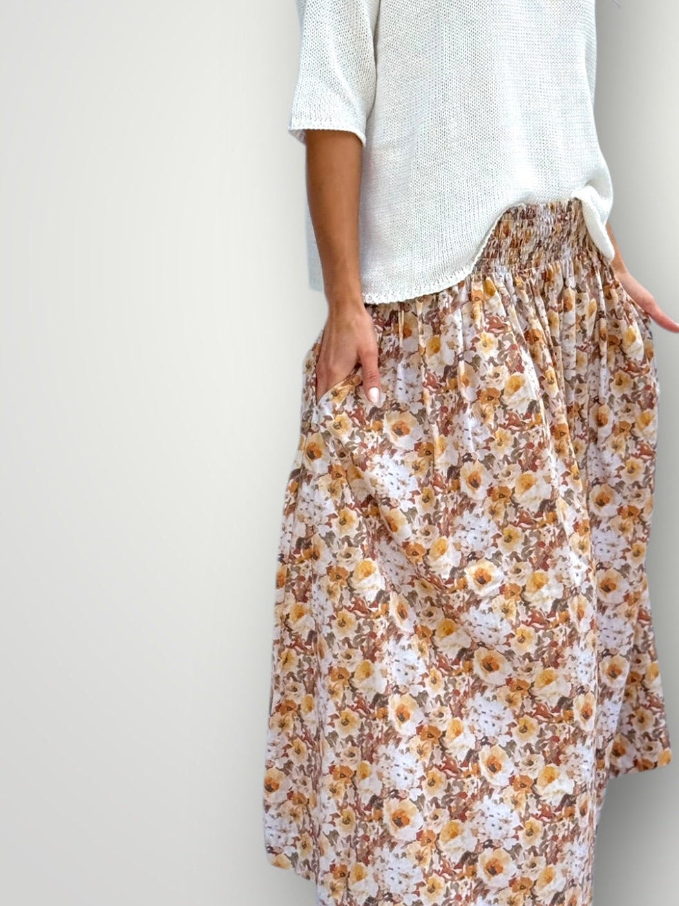 lulu skirt - golden flowers cotton Apparel