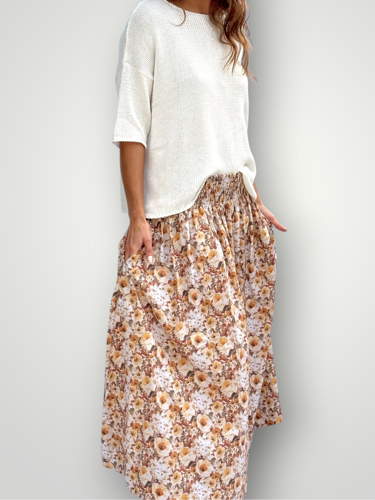 lulu skirt - golden flowers cotton Apparel