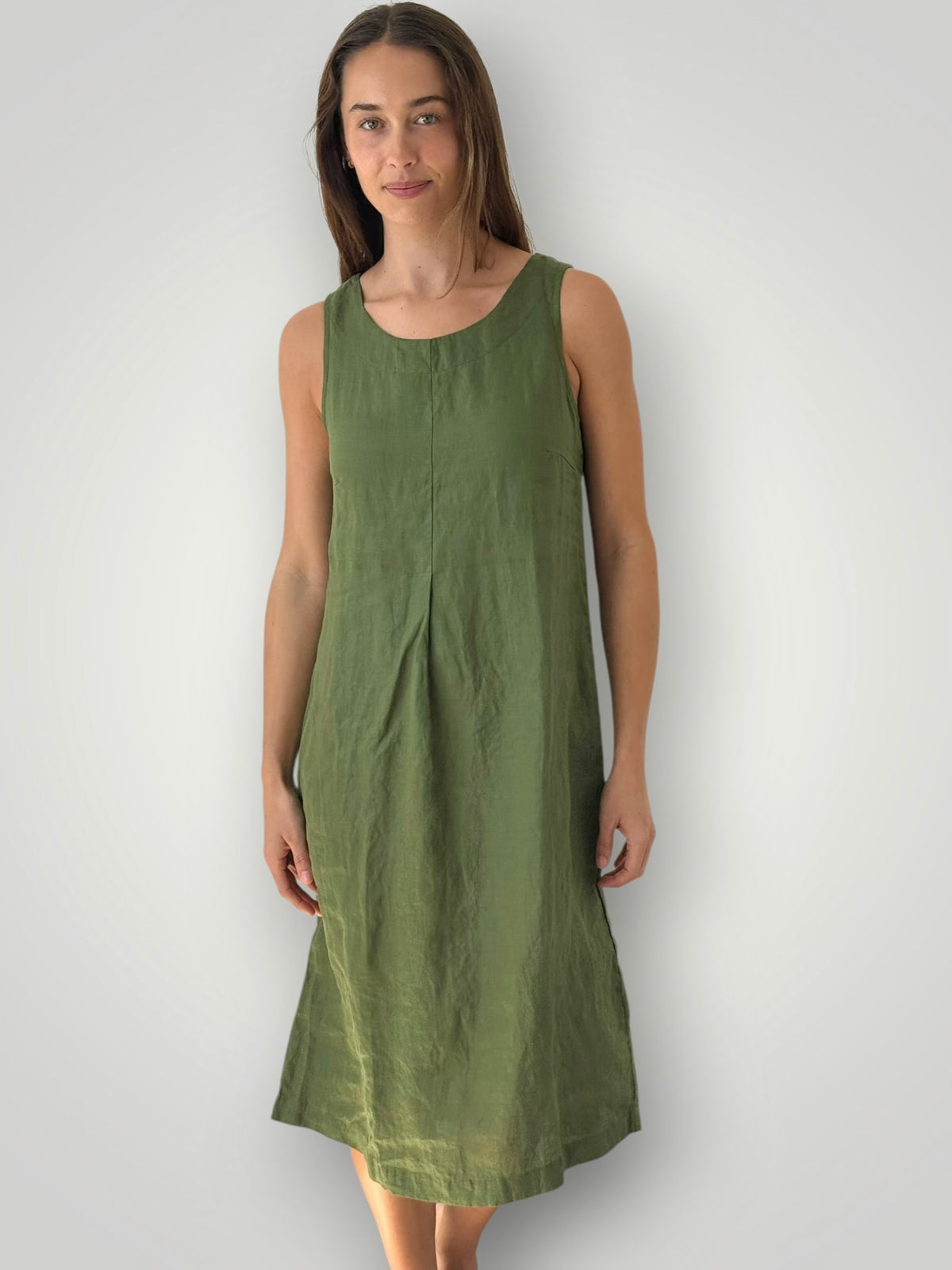 becky dress - moss linen Apparel