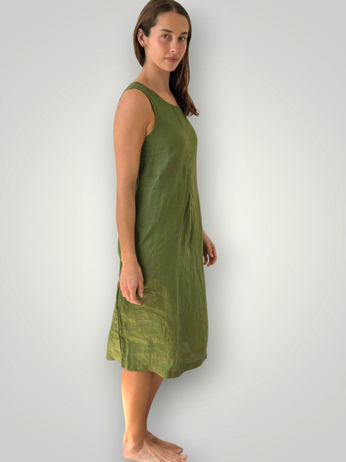 becky dress - moss linen Apparel
