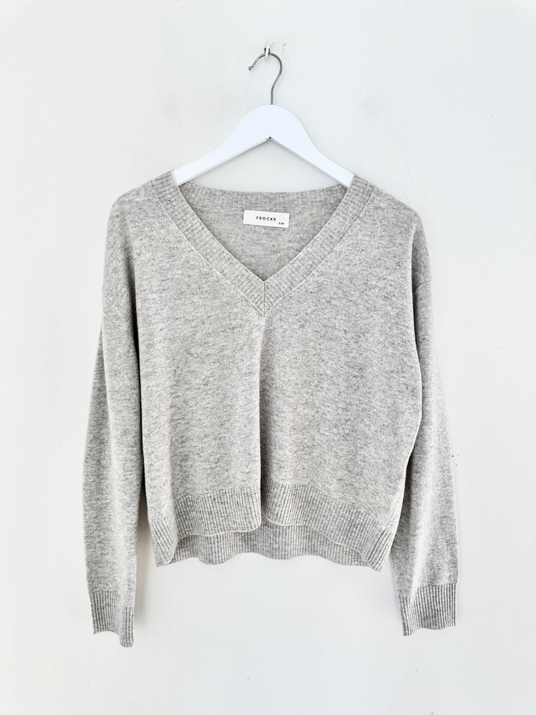 mavis v neck knit-light grey marle cashmere Apparel
