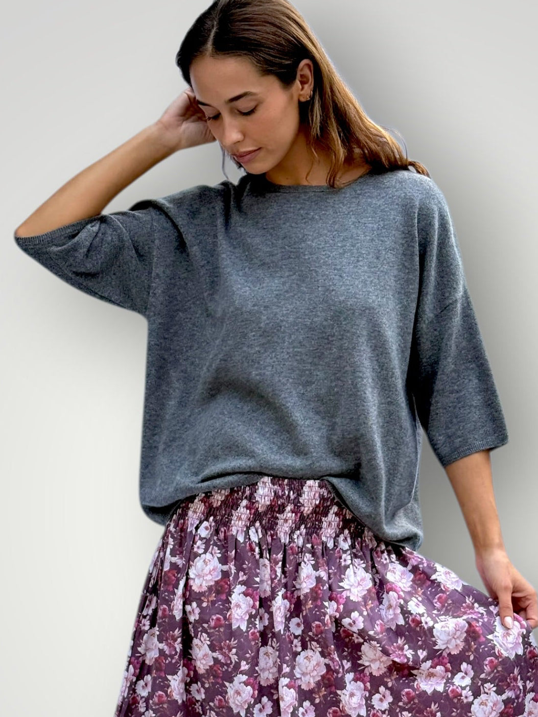 alexia cashmere top-dark grey