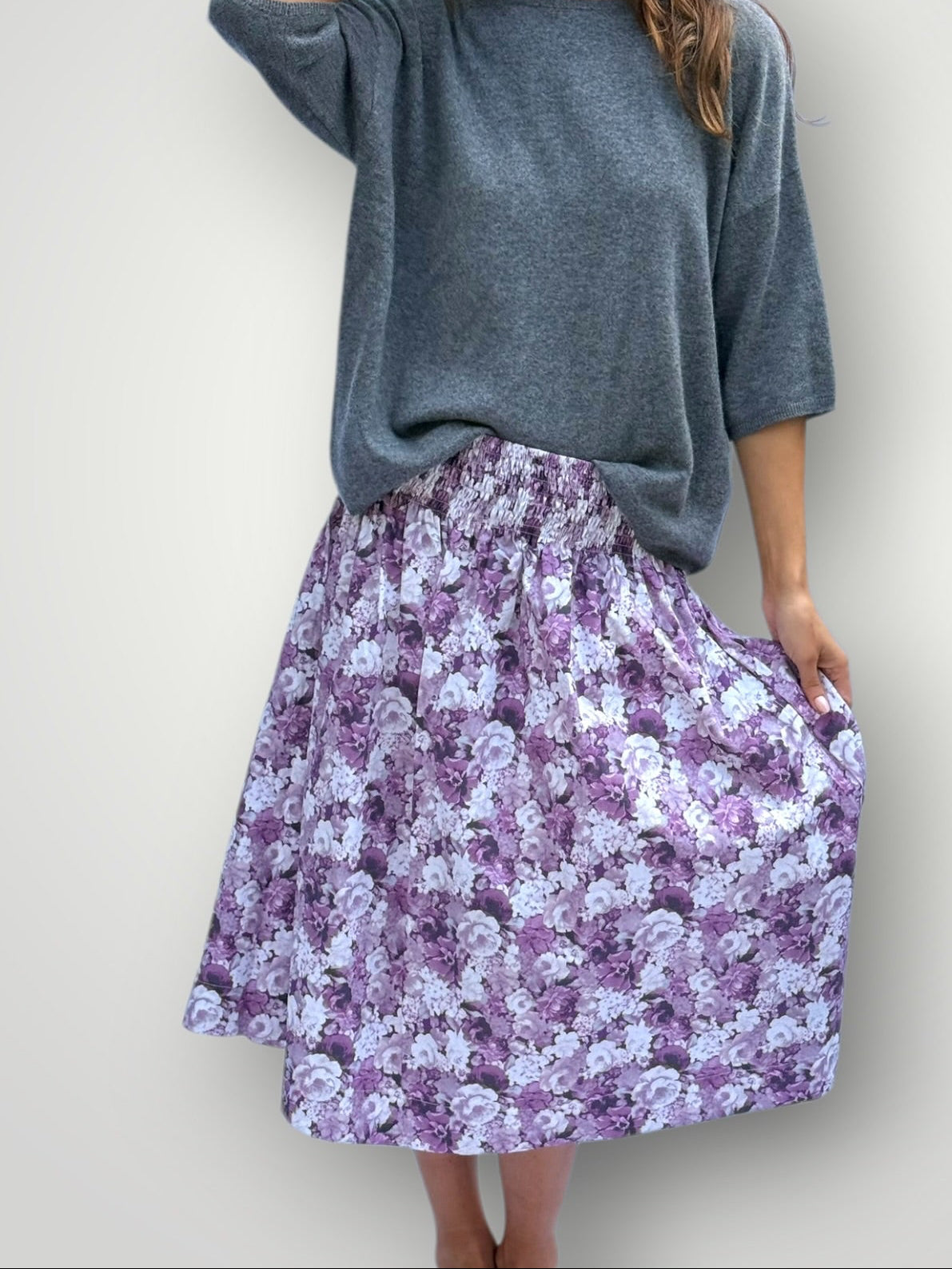lola skirt - purple floral cotton Apparel