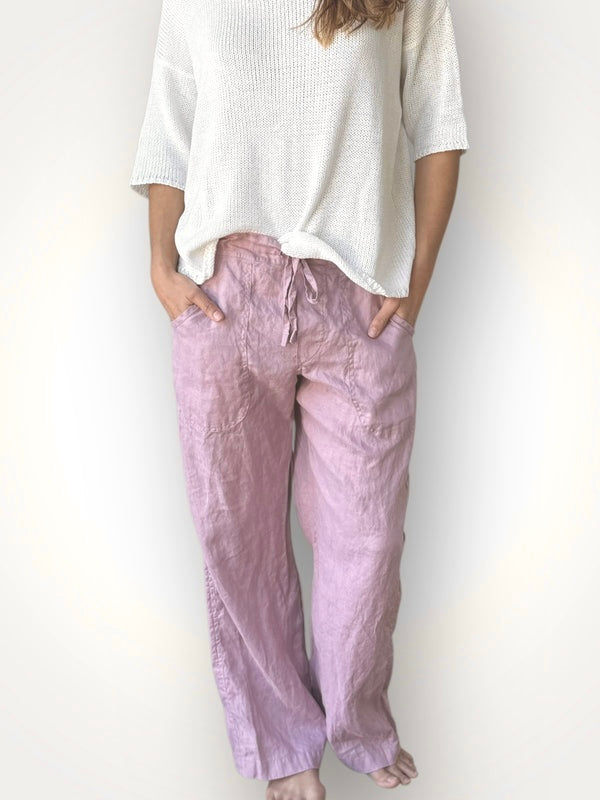 fleur straight leg pants - dusty rose linen Apparel