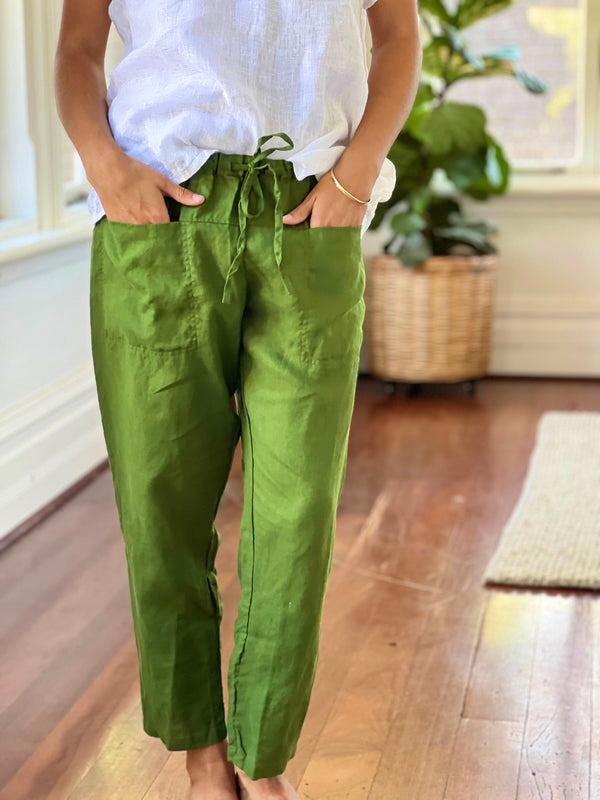jessie pants-olive linen Apparel