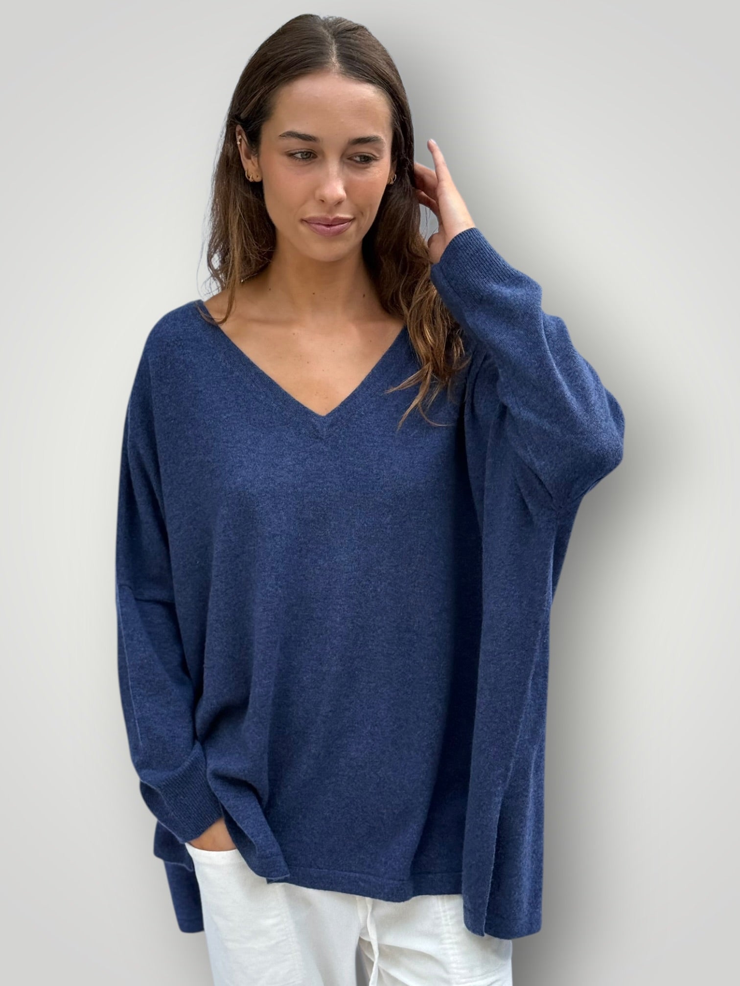 boyfriend cashmere knit- denim Apparel