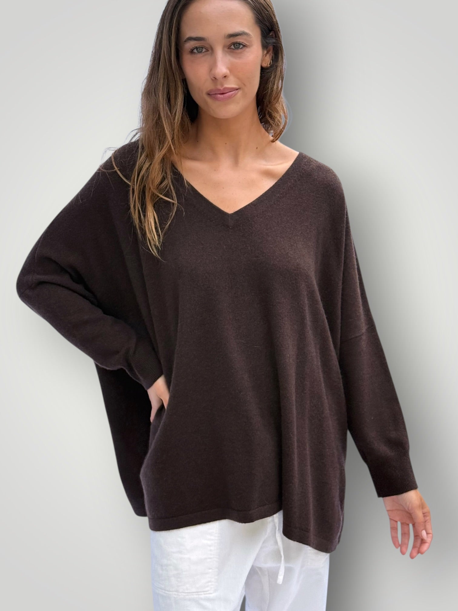 boyfriend cashmere knit -chocolate Apparel
