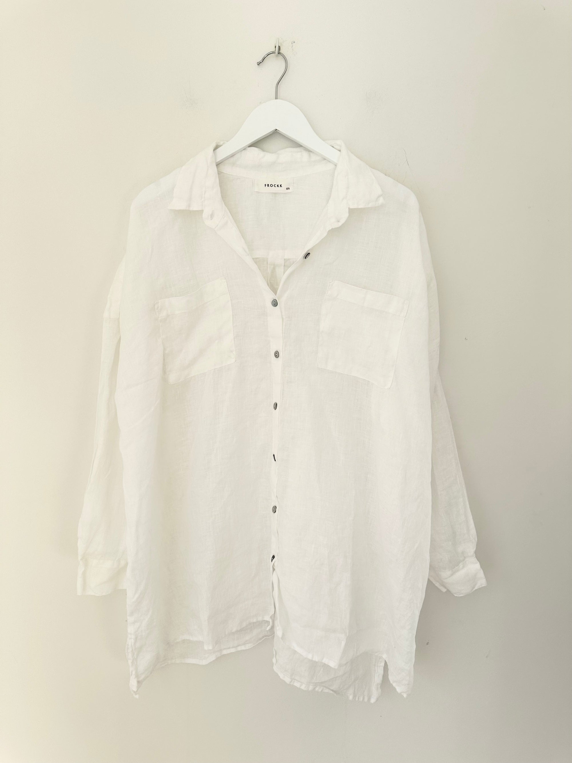 aiden oversized shirt -white linen Apparel  