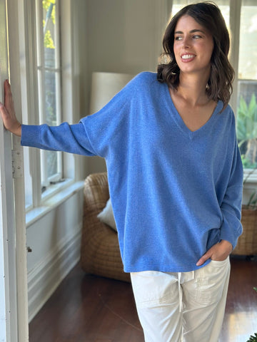 relaxed boyfriend knit-lagoon blue cashmere Apparel