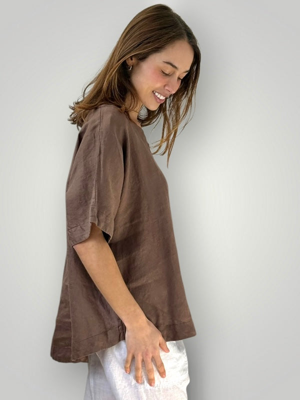 mia top - soil linen Apparel