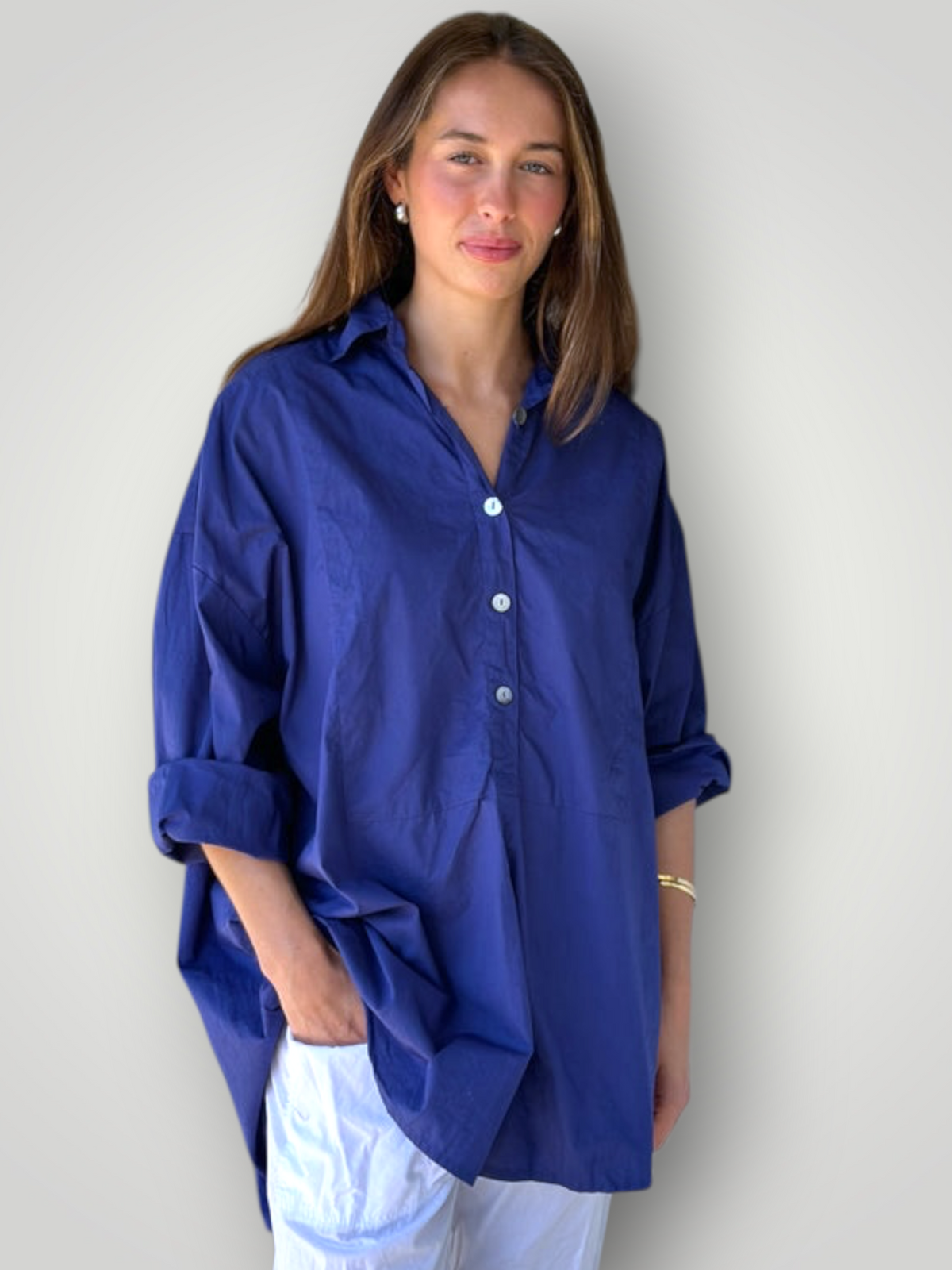 megan shirt - blue dusk cotton Apparel