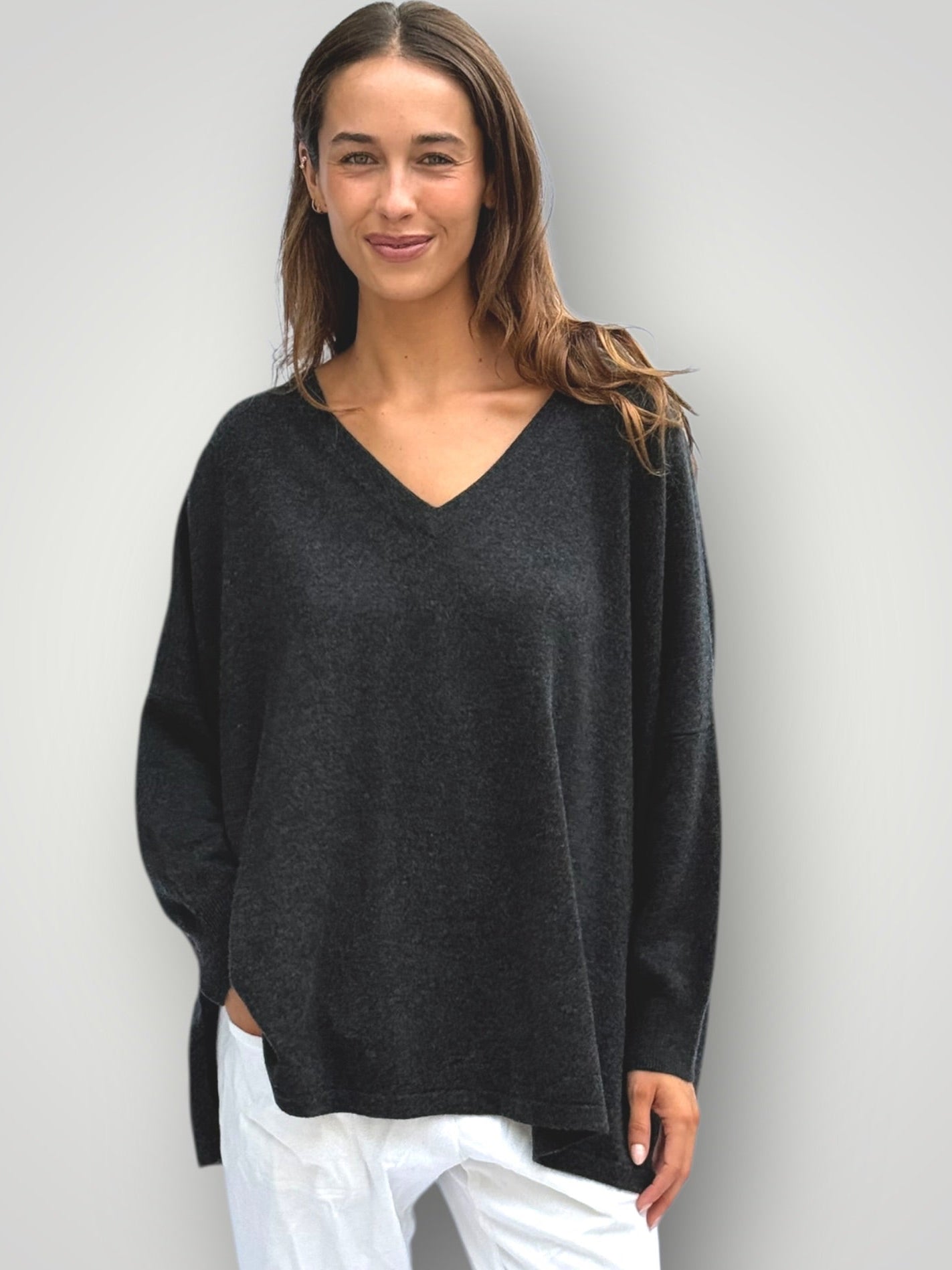 boyfriend cashmere knit -charcoal Apparel