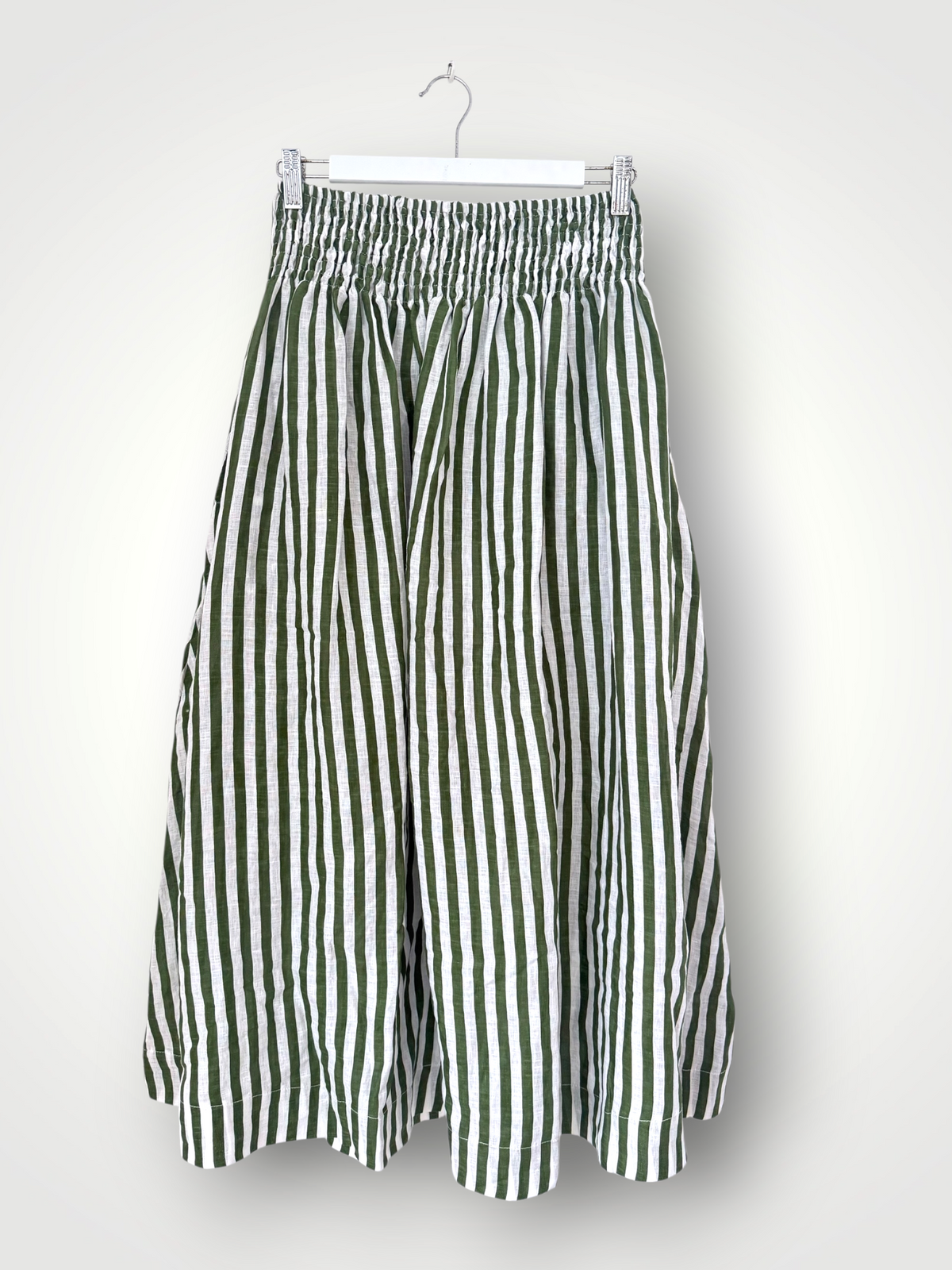 lulu skirt - moss stripe linen Apparel