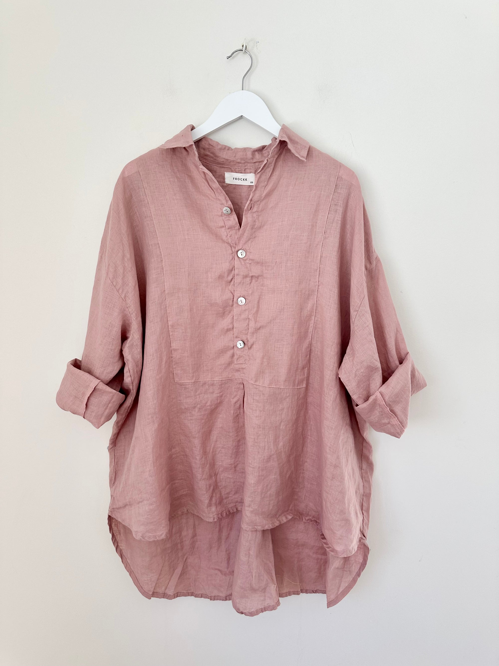megan shirt - dusty rose linen Apparel  