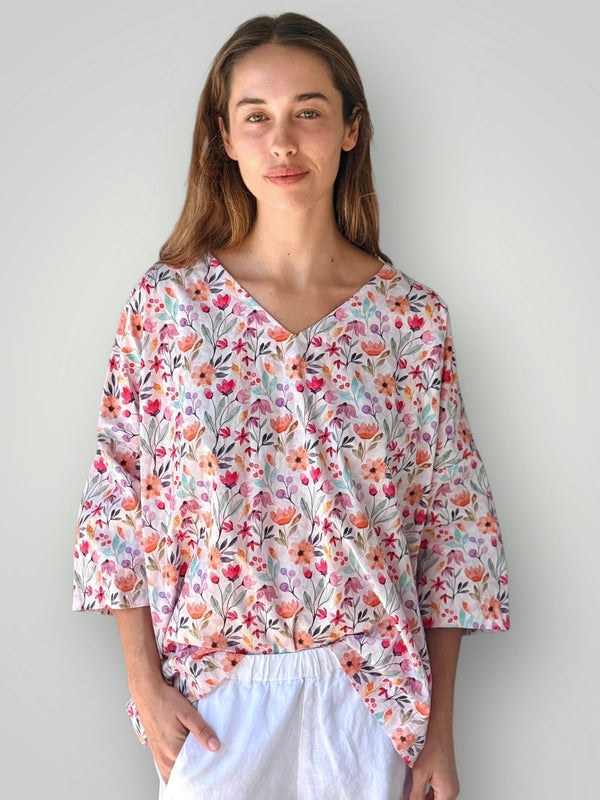 lydia top - tulip floral cotton Apparel