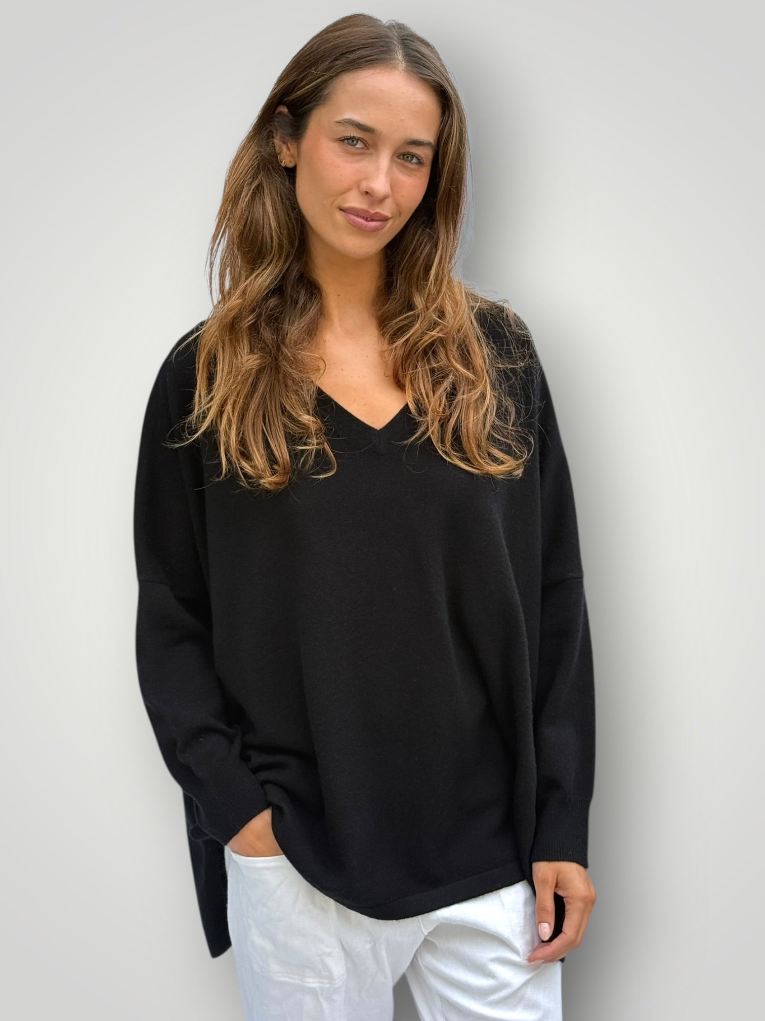 boyfriend cashmere knit-black Apparel