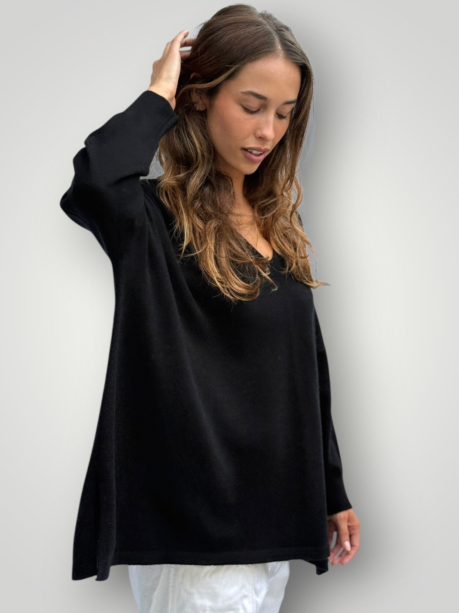boyfriend cashmere knit-black Apparel