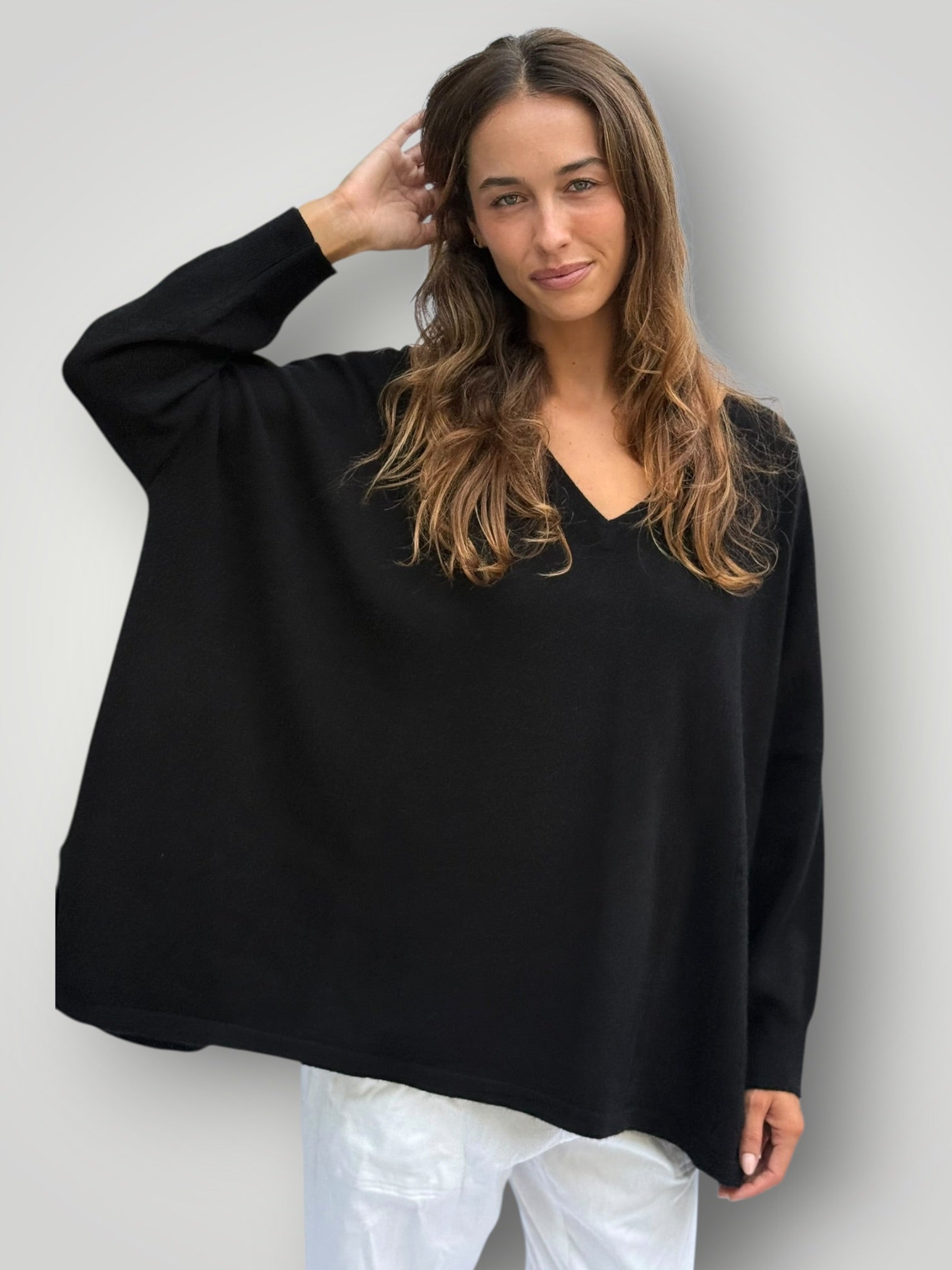 boyfriend v cashmere knit-black Apparel