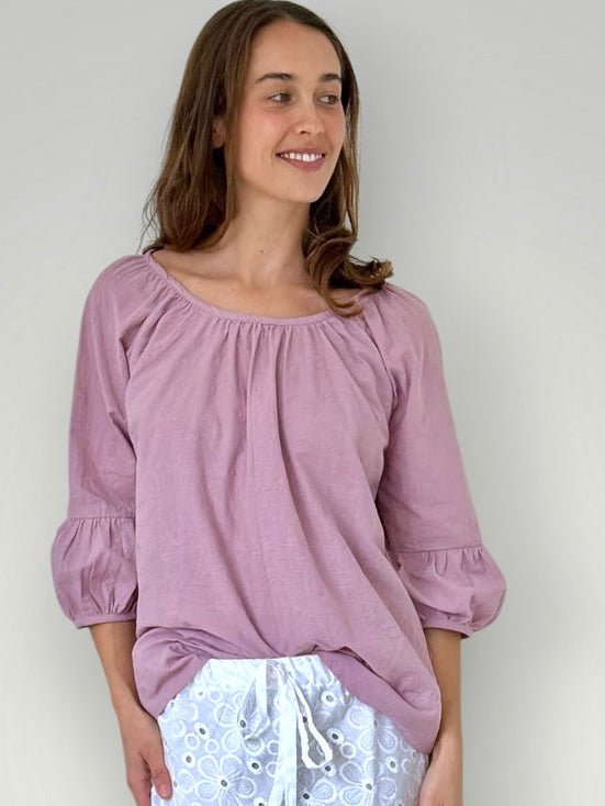 julia top-dusty rose cotton embroidery Apparel
