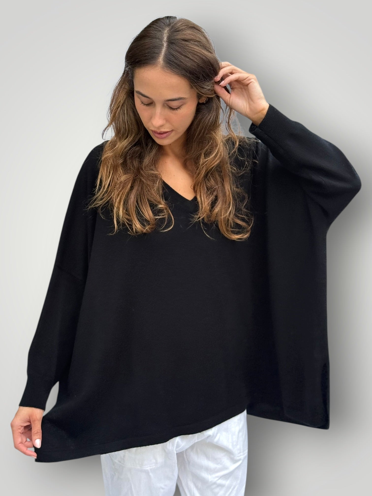 boyfriend cashmere knit-black Apparel