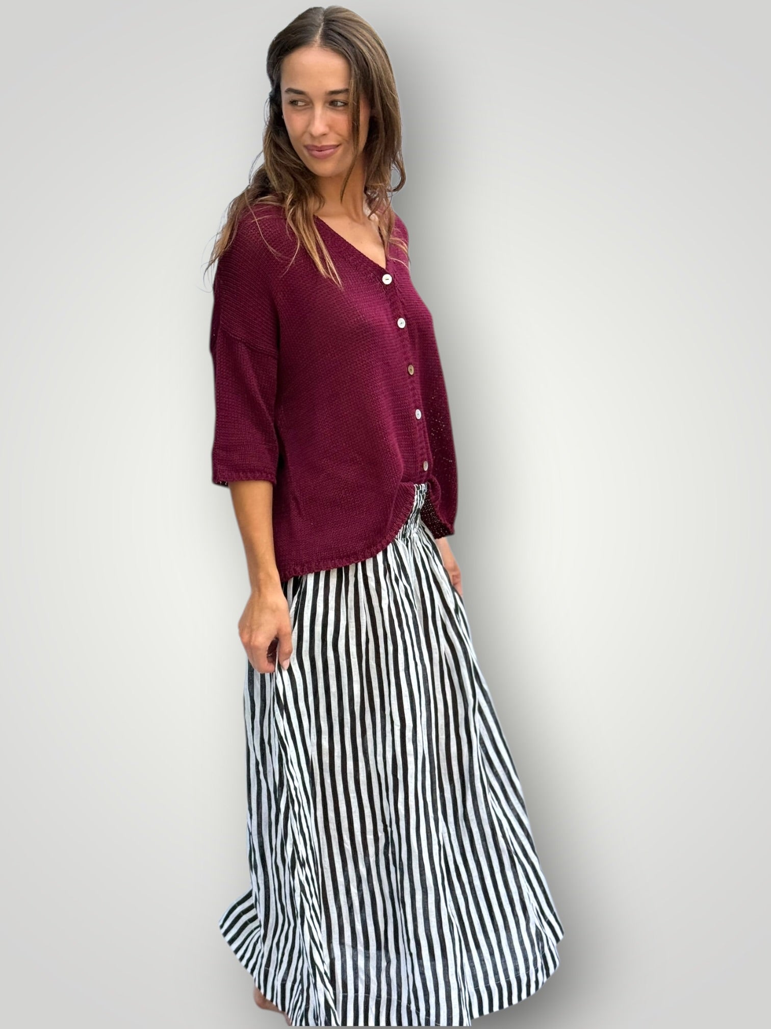 alex cotton knit cardi-merlot Apparel