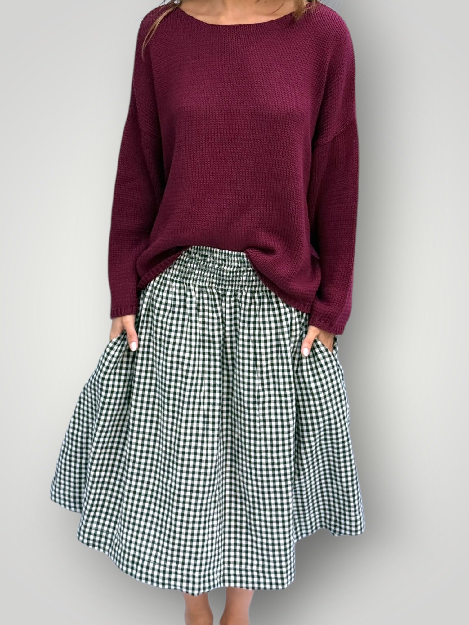 lola skirt - black check linen Apparel