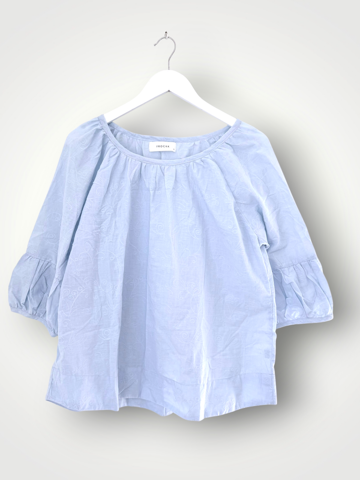 julia top-soft blue cotton embroidery Apparel