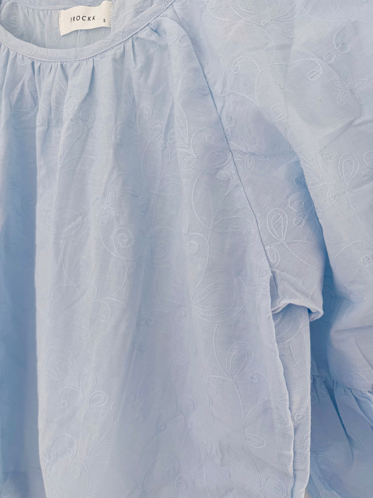 julia top-soft blue cotton embroidery Apparel