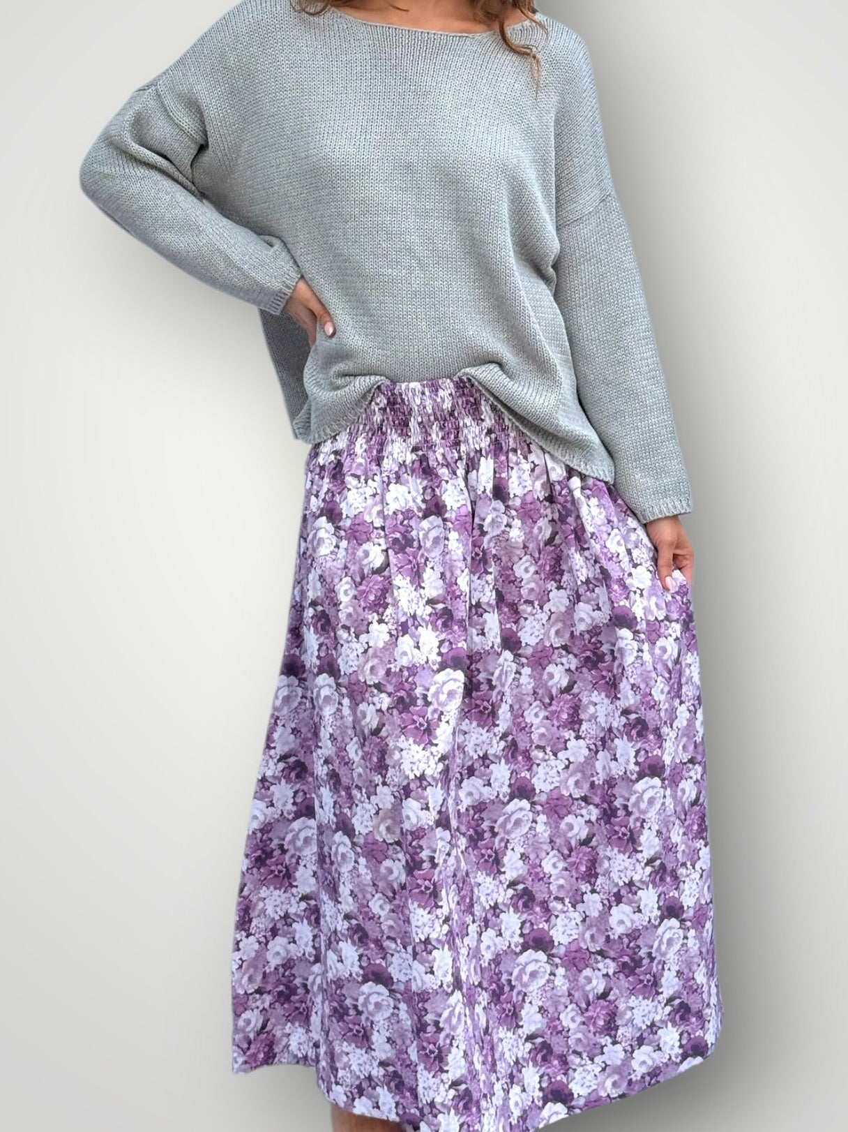 lulu skirt - purple floral cotton Apparel