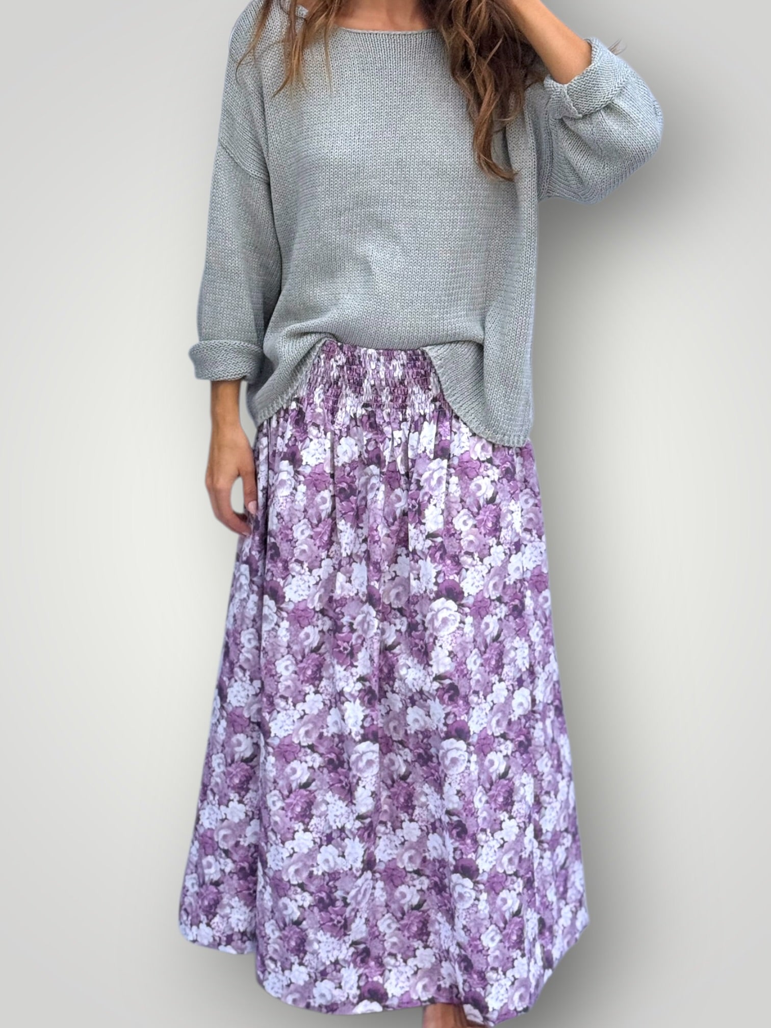 lulu skirt - purple floral cotton Apparel