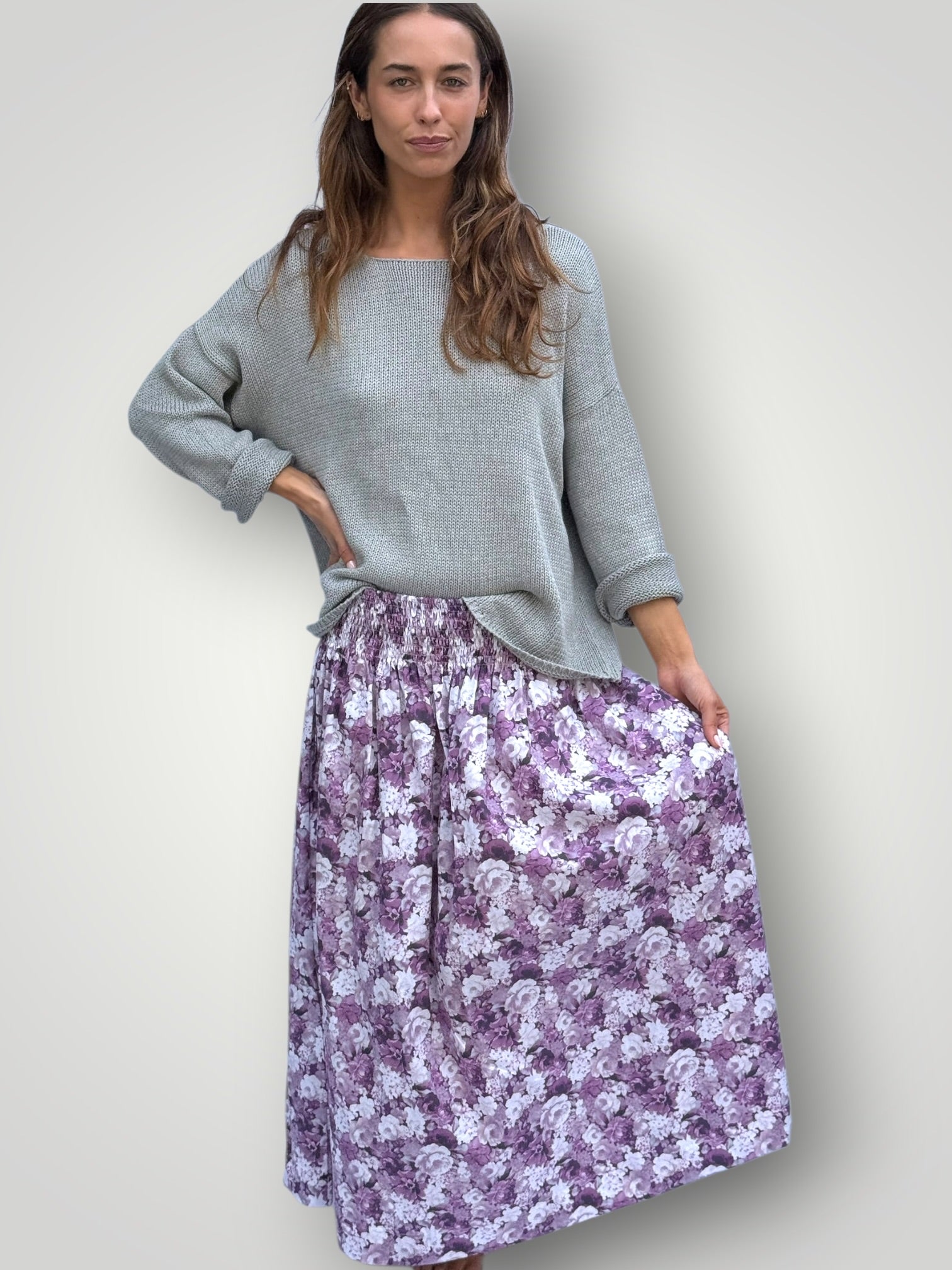lulu skirt - purple floral cotton Apparel