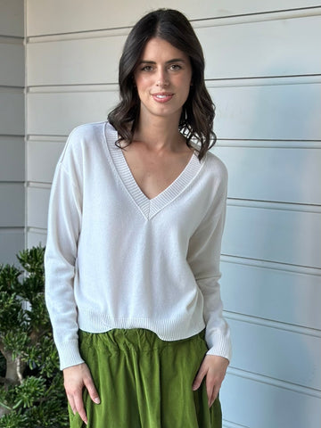 mavis v neck knit-winter white cashmere Apparel