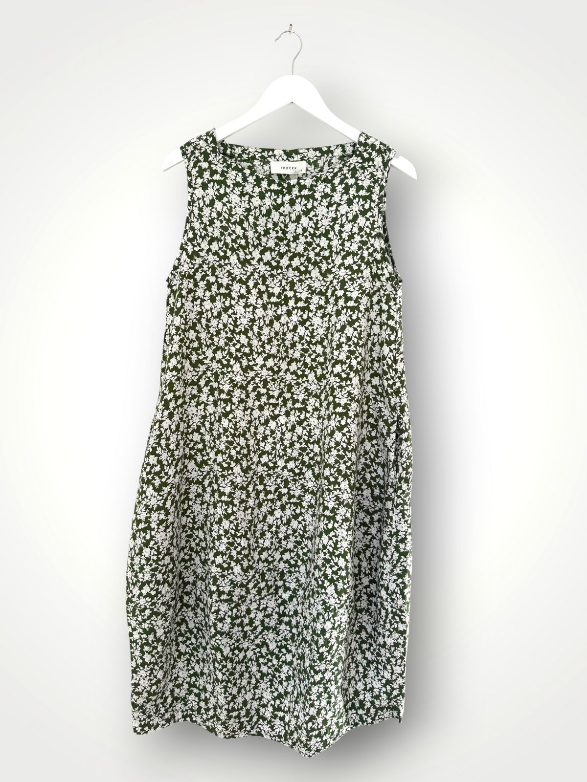 adele dress - moss floral linen