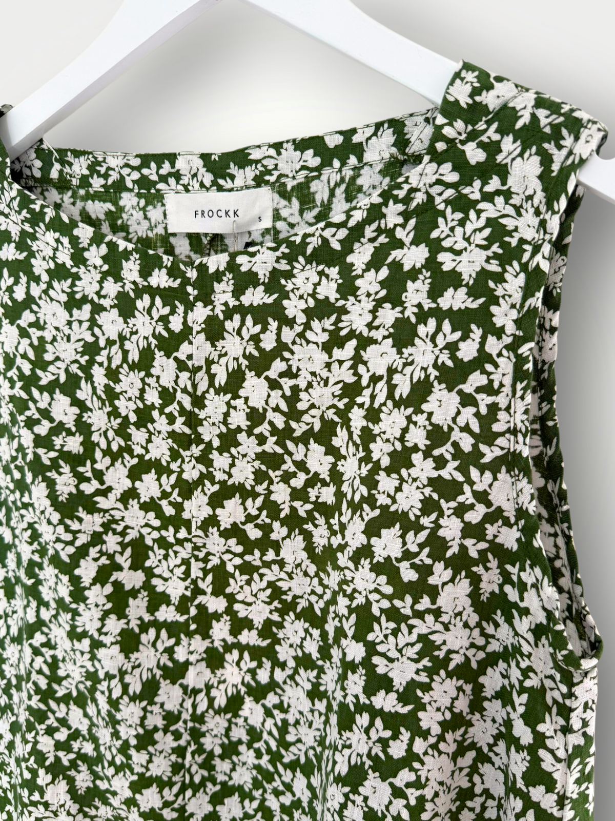 adele dress - moss floral linen