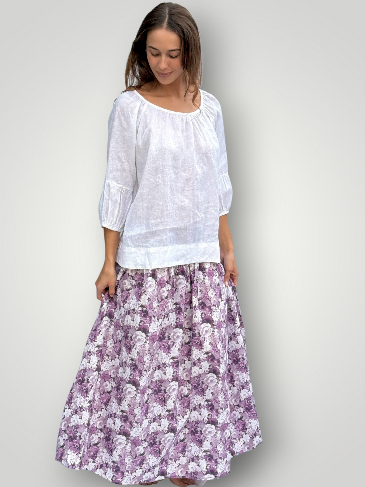 lulu skirt - purple floral cotton Apparel