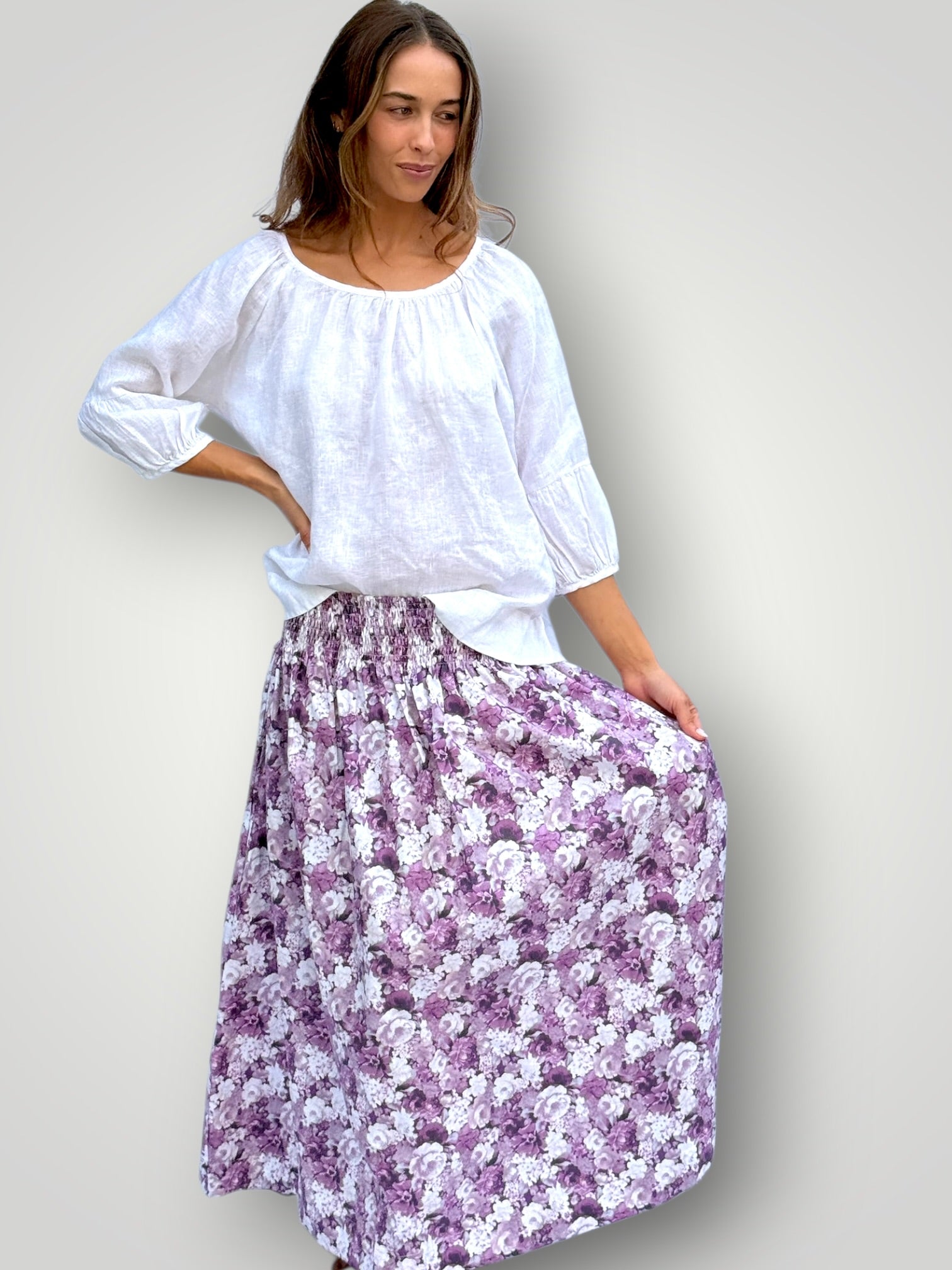 lulu skirt - purple floral cotton Apparel