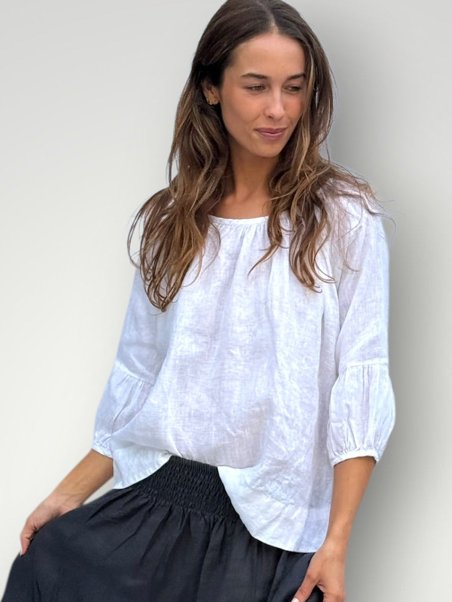 julia top-white linen Apparel
