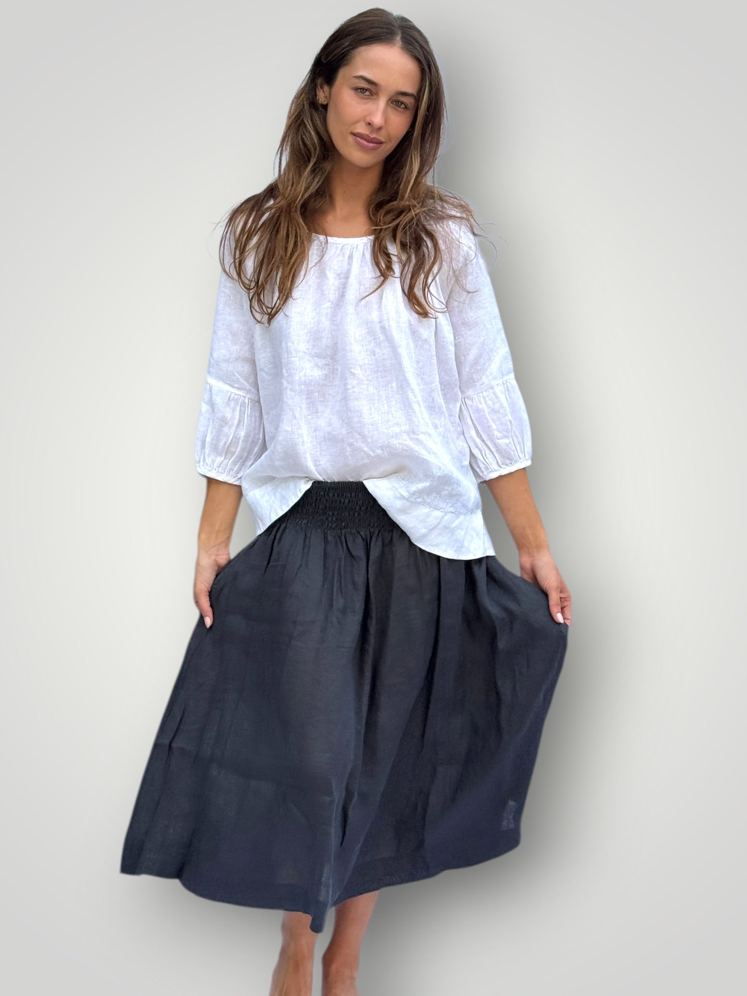 lola skirt - charcoal linen Apparel