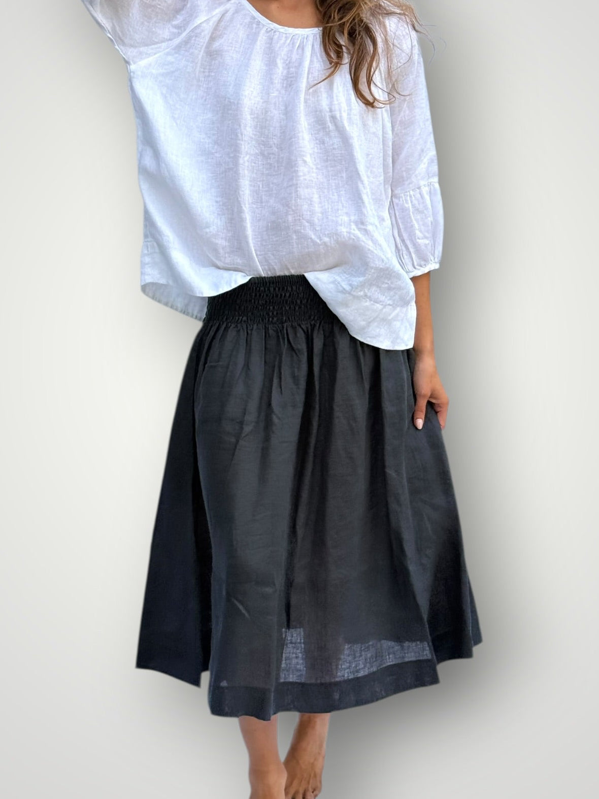 lola skirt - charcoal linen Apparel