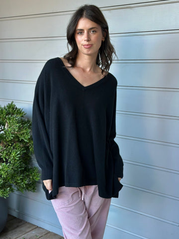 relaxed boyfriend knit-black cashmere Apparel