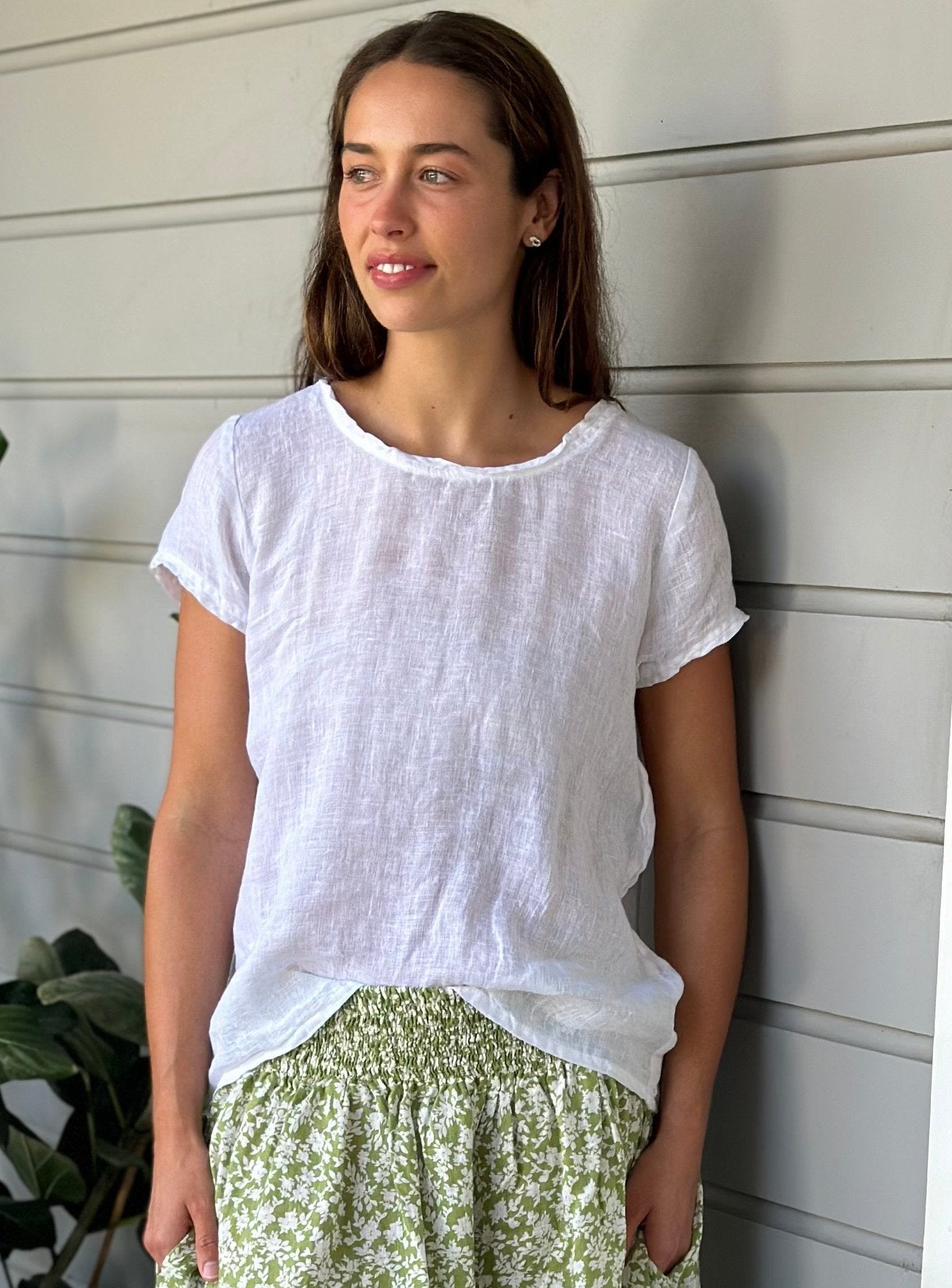 lulu skirt - avocado floral linen Apparel