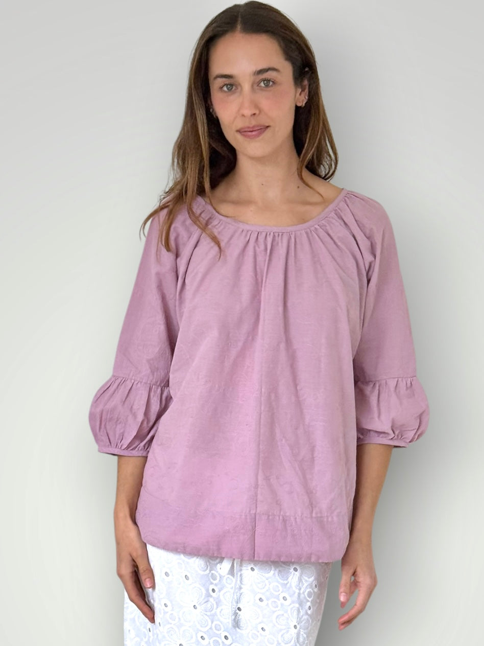 julia top-dusty rose cotton embroidery Apparel