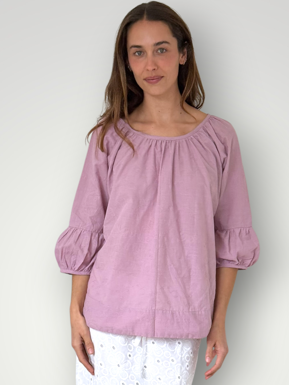 julia top-dusty rose cotton embroidery Apparel